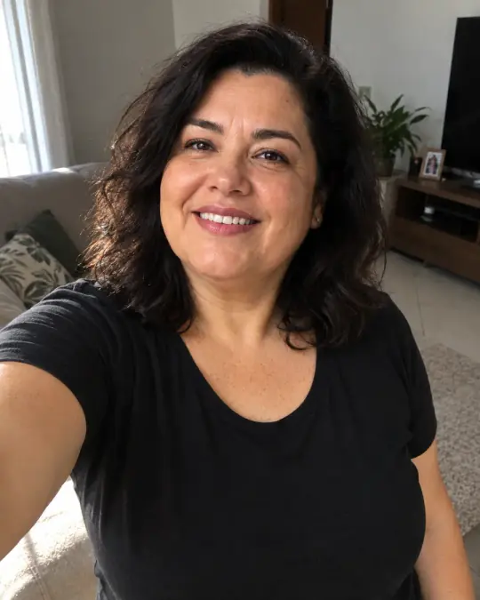 Selfie comum em casa da mesma mulher