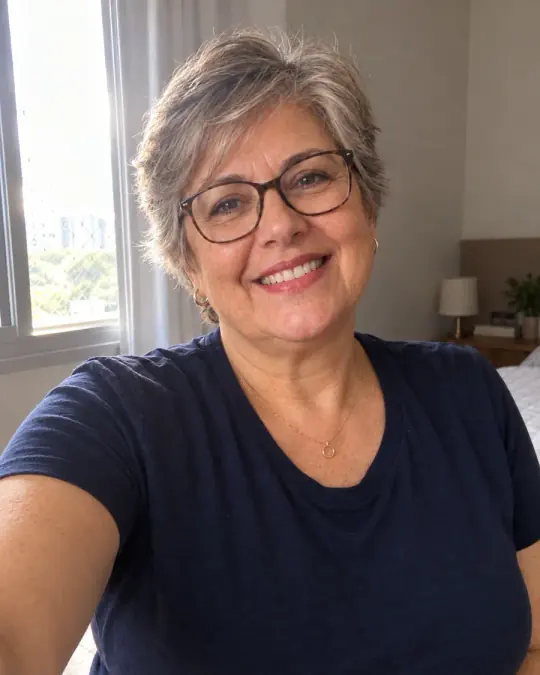 Selfie comum da mesma mulher com óculos