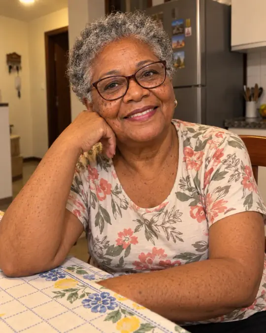 Foto comum da mesma mulher em casa